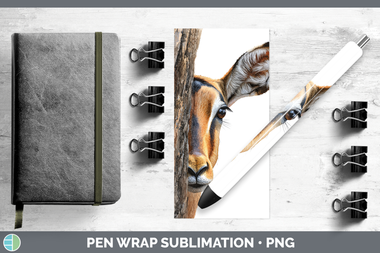 Impala Safari Tree Peek Pen Wrap Sublimation Design