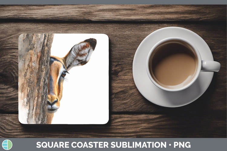 Impala Safari Tree Peek Square Coaster Sublimation Design