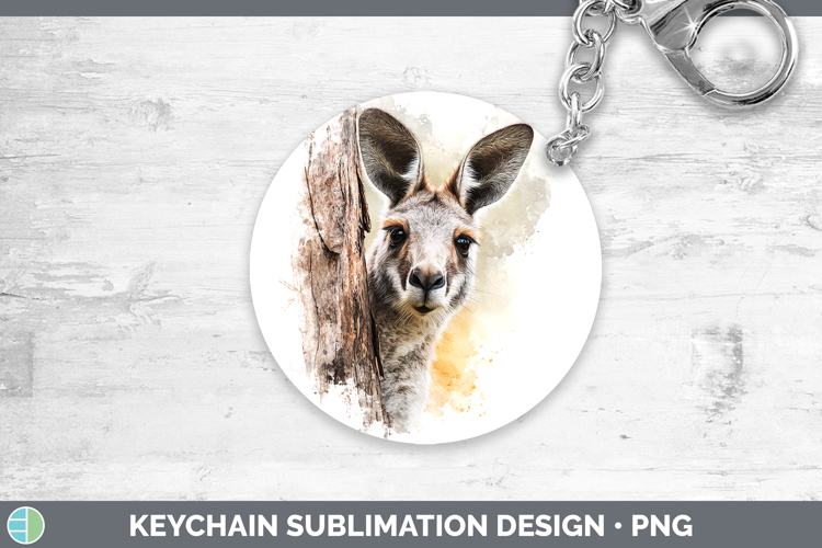 Kangaroo Safari Tree Peek Keychain Sublimation Design