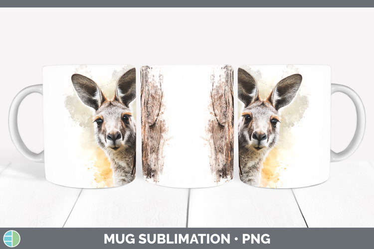 Kangaroo Safari Tree Peek Mug Wrap Sublimation Design