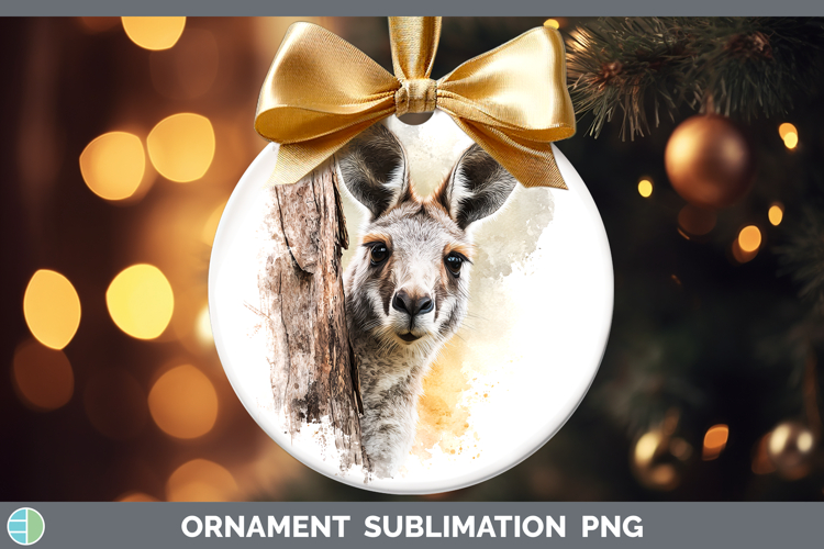 Kangaroo Safari Tree Peek Ornament Sublimation Design