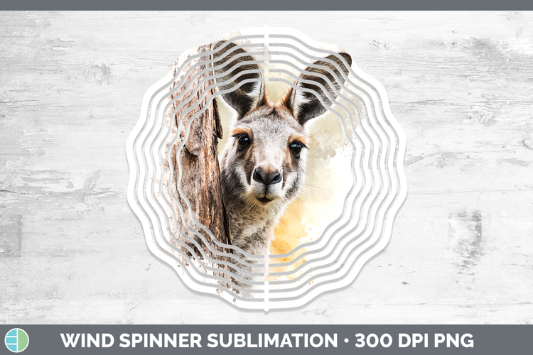 Kangaroo Safari Tree Peek Wind Spinner Sublimation Design