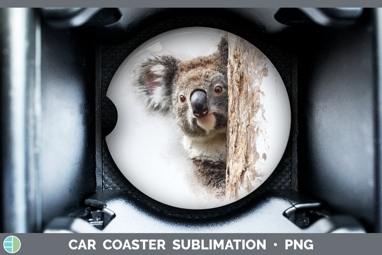 Koala Safari Tree Peek Car Coaster Sublimation Design