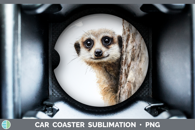 Meerkat Safari Tree Peek Car Coaster Sublimation Design