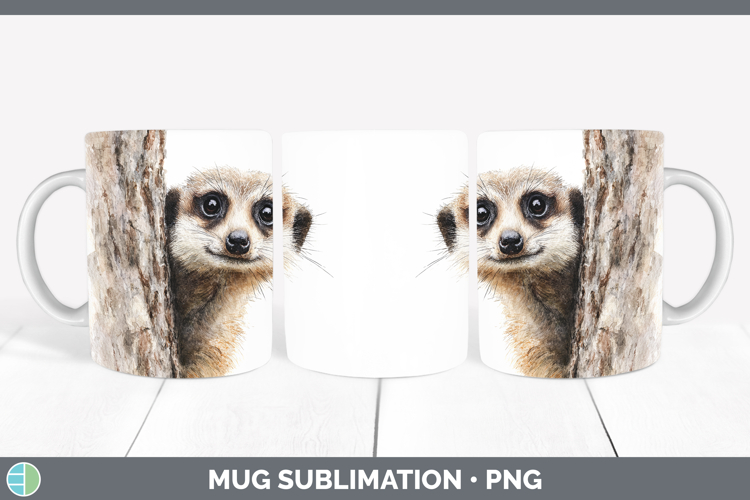 Meerkat Safari Tree Peek Mug Wrap Sublimation Design
