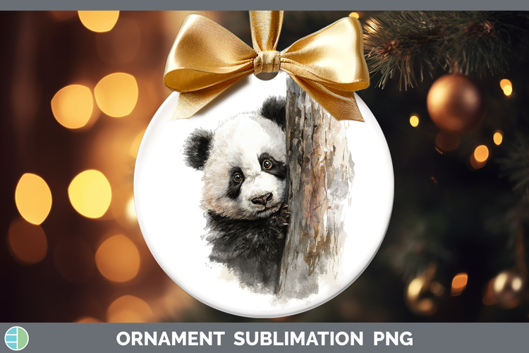 Panda Bear Safari Tree Peek Ornament Sublimation Design