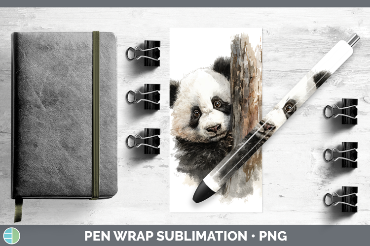 Panda Bear Safari Tree Peek Pen Wrap Sublimation Design