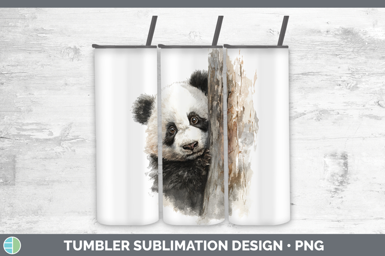 Panda Bear Safari Tree Peek Tumbler Sublimation Design