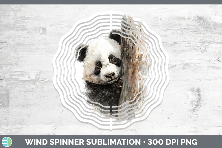 Panda Bear Safari Tree Peek Wind Spinner Sublimation Design