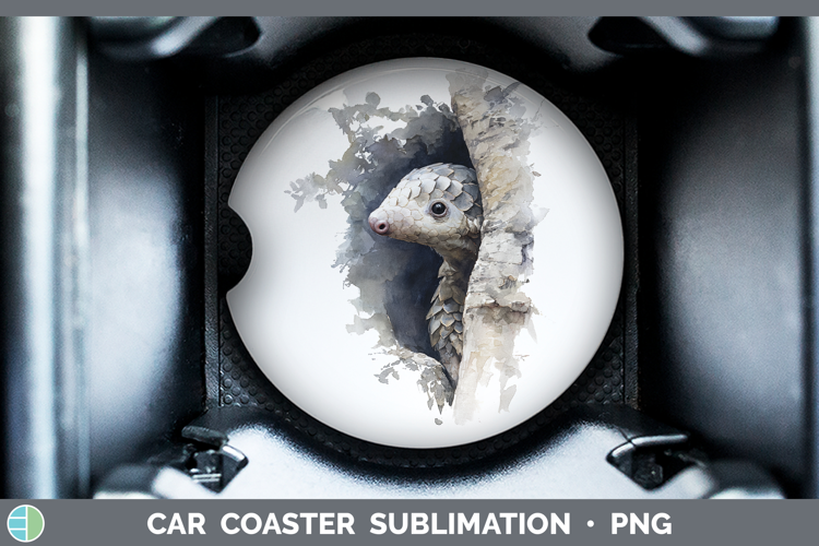 Pangolin Safari Tree Peek Car Coaster Sublimation Design