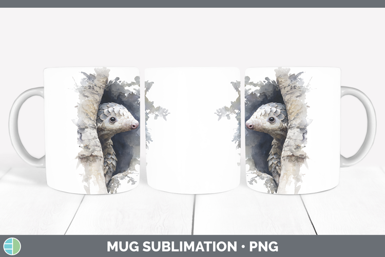 Pangolin Safari Tree Peek Mug Wrap Sublimation Design