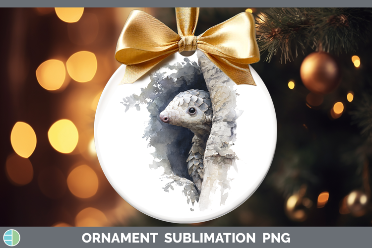 Pangolin Safari Tree Peek Ornament Sublimation Design