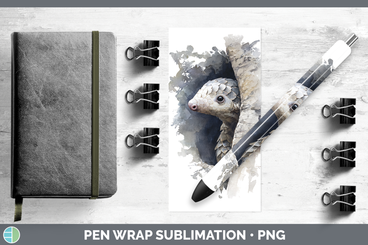 Pangolin Safari Tree Peek Pen Wrap Sublimation Design
