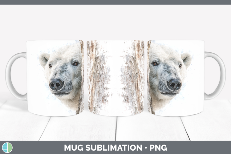 Polar Bear Safari Tree Peek Mug Wrap Sublimation Design