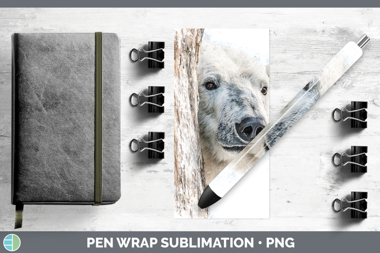 Polar Bear Safari Tree Peek Pen Wrap Sublimation Design