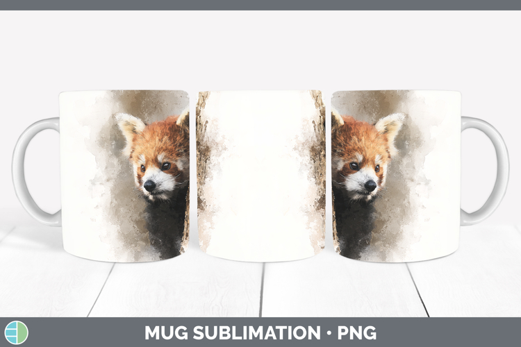 Red Panda Safari Tree Peek Mug Wrap Sublimation Design