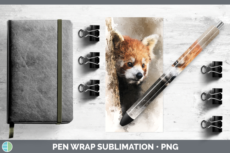 Red Panda Safari Tree Peek Pen Wrap Sublimation Design