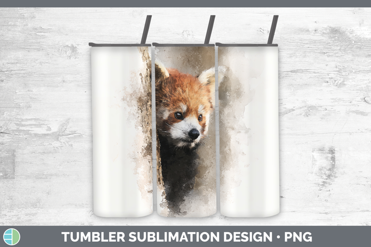 Red Panda Safari Tree Peek Tumbler Sublimation Design