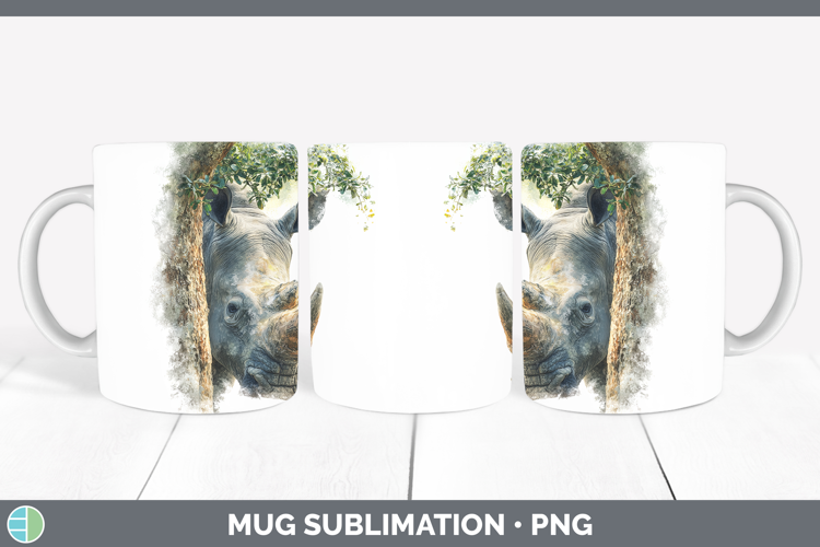 Rhino Safari Tree Peek Mug Wrap Sublimation Design