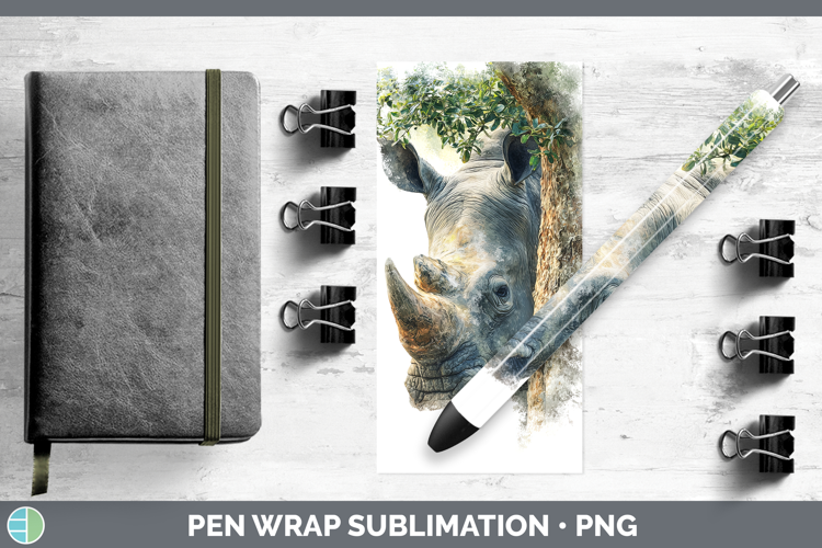 Rhino Safari Tree Peek Pen Wrap Sublimation Design