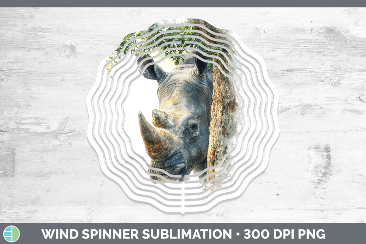 Rhino Safari Tree Peek Wind Spinner Sublimation Design