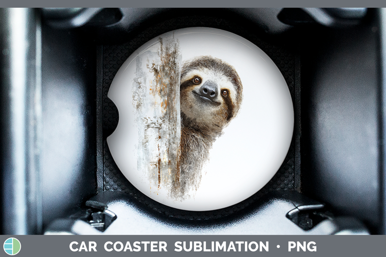 Sloth Safari Tree Peek Car Coaster Sublimation Design