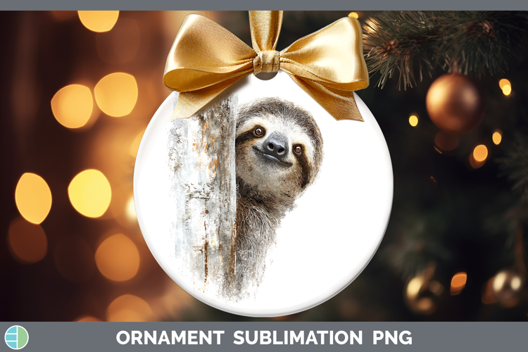 Sloth Safari Tree Peek Ornament Sublimation Design