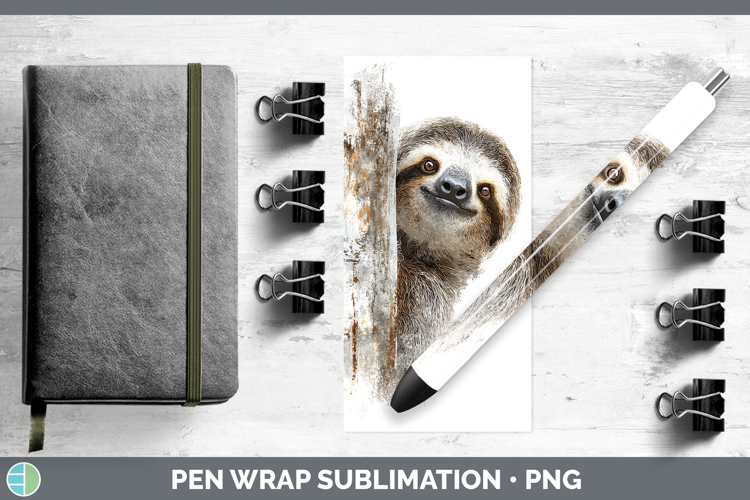 Sloth Safari Tree Peek Pen Wrap Sublimation Design