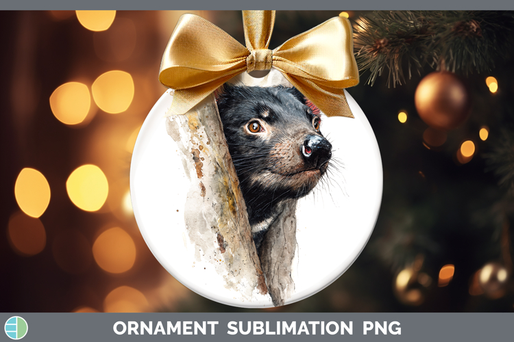 Tasmanian Devil Safari Tree Peek Ornament Sublimation Design