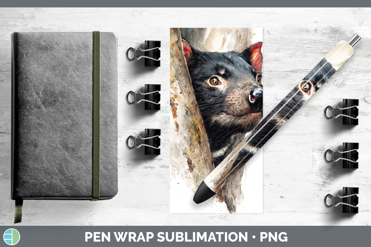 Tasmanian Devil Safari Tree Peek Pen Wrap Sublimation Design