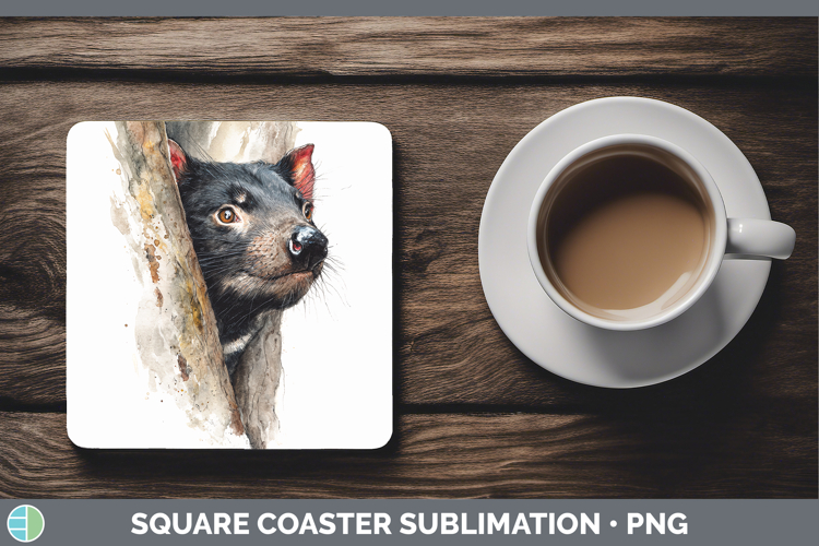 Tasmanian Devil Safari Tree Peek Square Coaster Sublimation