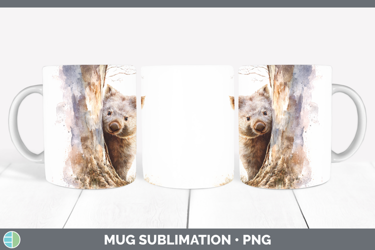 Wombat Safari Tree Peek Mug Wrap Sublimation Design