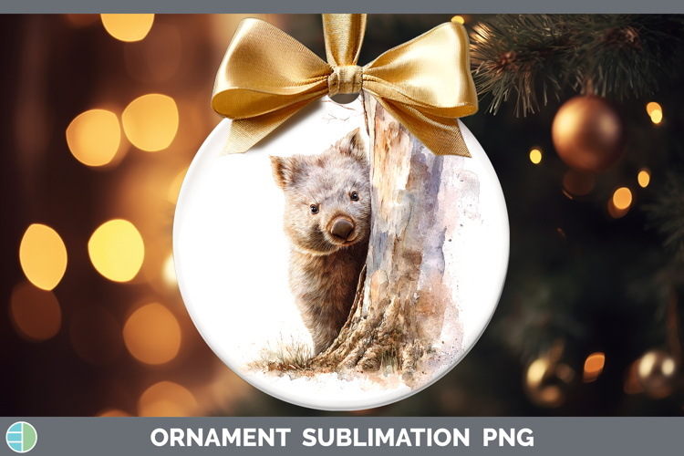 Wombat Safari Tree Peek Ornament Sublimation Design