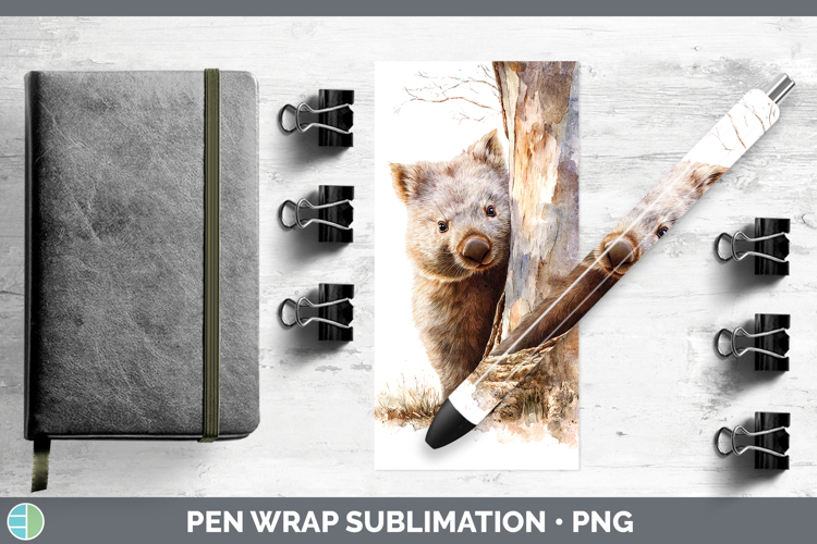 Wombat Safari Tree Peek Pen Wrap Sublimation Design