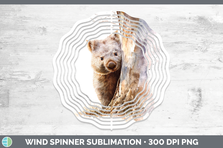 Wombat Safari Tree Peek Wind Spinner Sublimation Design