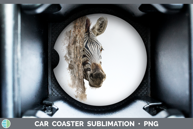 Zebra Safari Tree Peek Car Coaster Sublimation Design