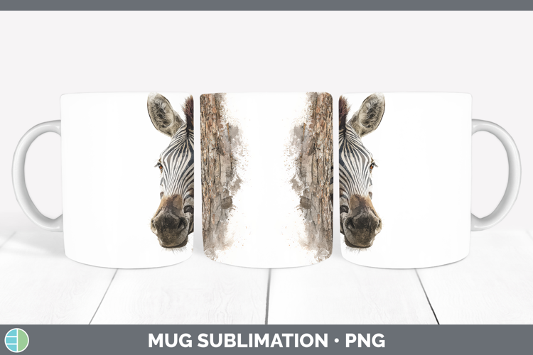 Zebra Safari Tree Peek Mug Wrap Sublimation Design