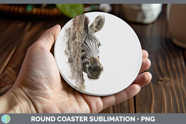 Zebra Safari Tree Peek Round Coaster Sublimation Design