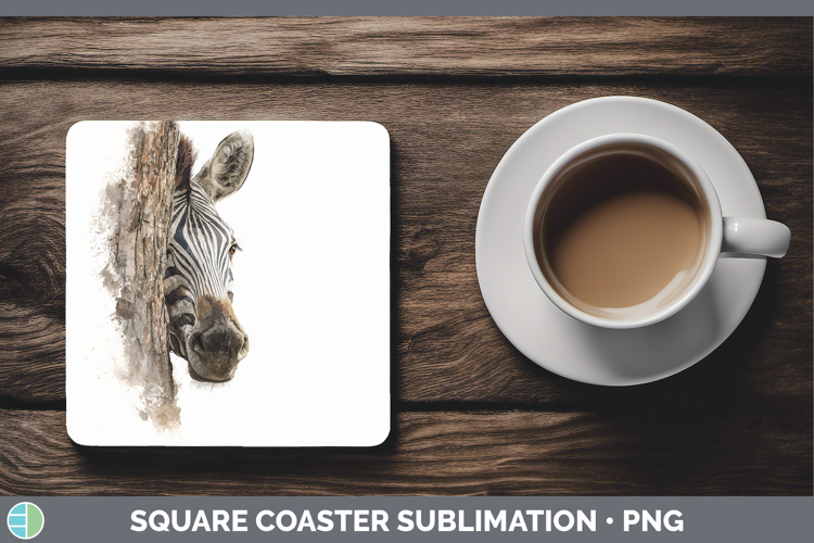 Zebra Safari Tree Peek Square Coaster Sublimation Design