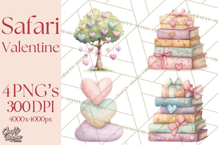 Valentine Safari Animal Clipart PNG, Watercolor Elephant Png