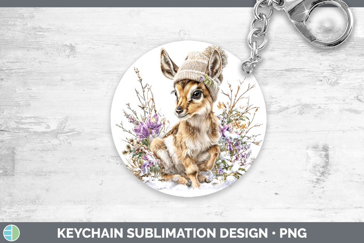 Antelope Safari Winter Knit Hat Keychain Sublimation Design