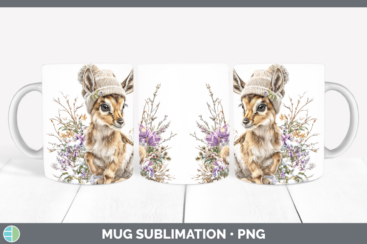 Antelope Safari Winter Knit Hat Mug Wrap Sublimation Design