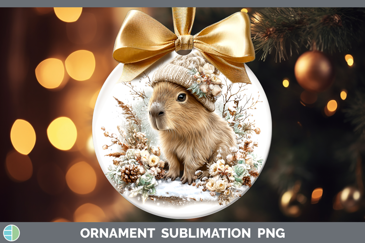 Capybara Safari Winter Knit Hat Ornament Sublimation Design