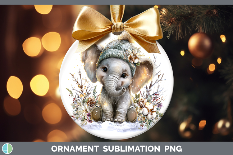 Elephant Safari Winter Knit Hat Ornament Sublimation Design