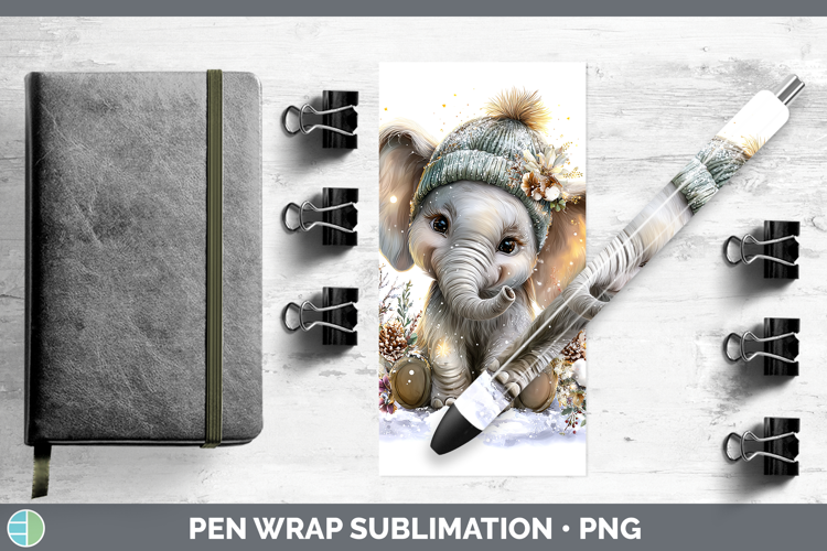 Elephant Safari Winter Knit Hat Pen Wrap Sublimation Design