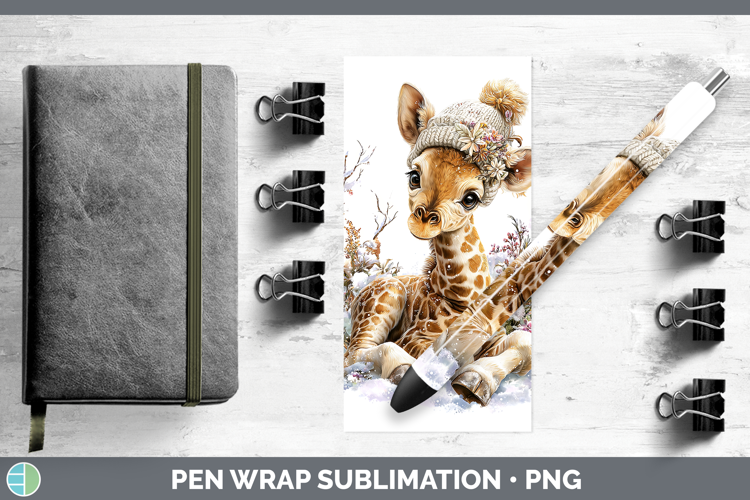 Giraffe Safari Winter Knit Hat Pen Wrap Sublimation Design