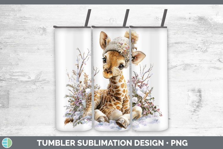 Giraffe Safari Winter Knit Hat Tumbler Sublimation Design