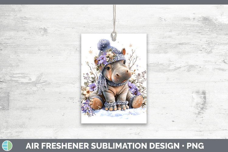 Hippo Safari Winter Knit Hat Air Freshener Sublimation Desig