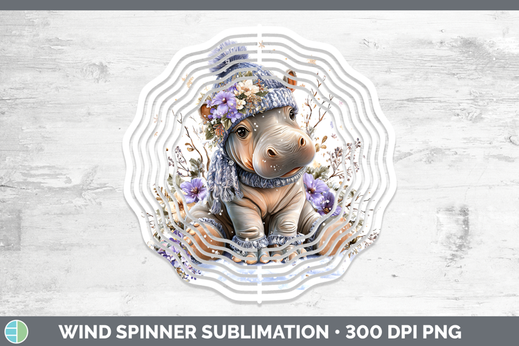 Hippo Safari Winter Knit Hat Wind Spinner Sublimation Design