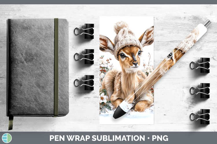 Impala Safari Winter Knit Hat Pen Wrap Sublimation Design